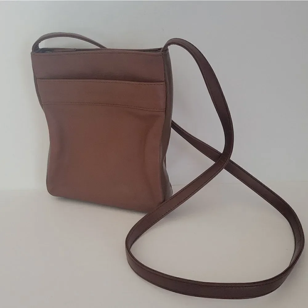 Evan Picone Brown Leather Crossbody Purse